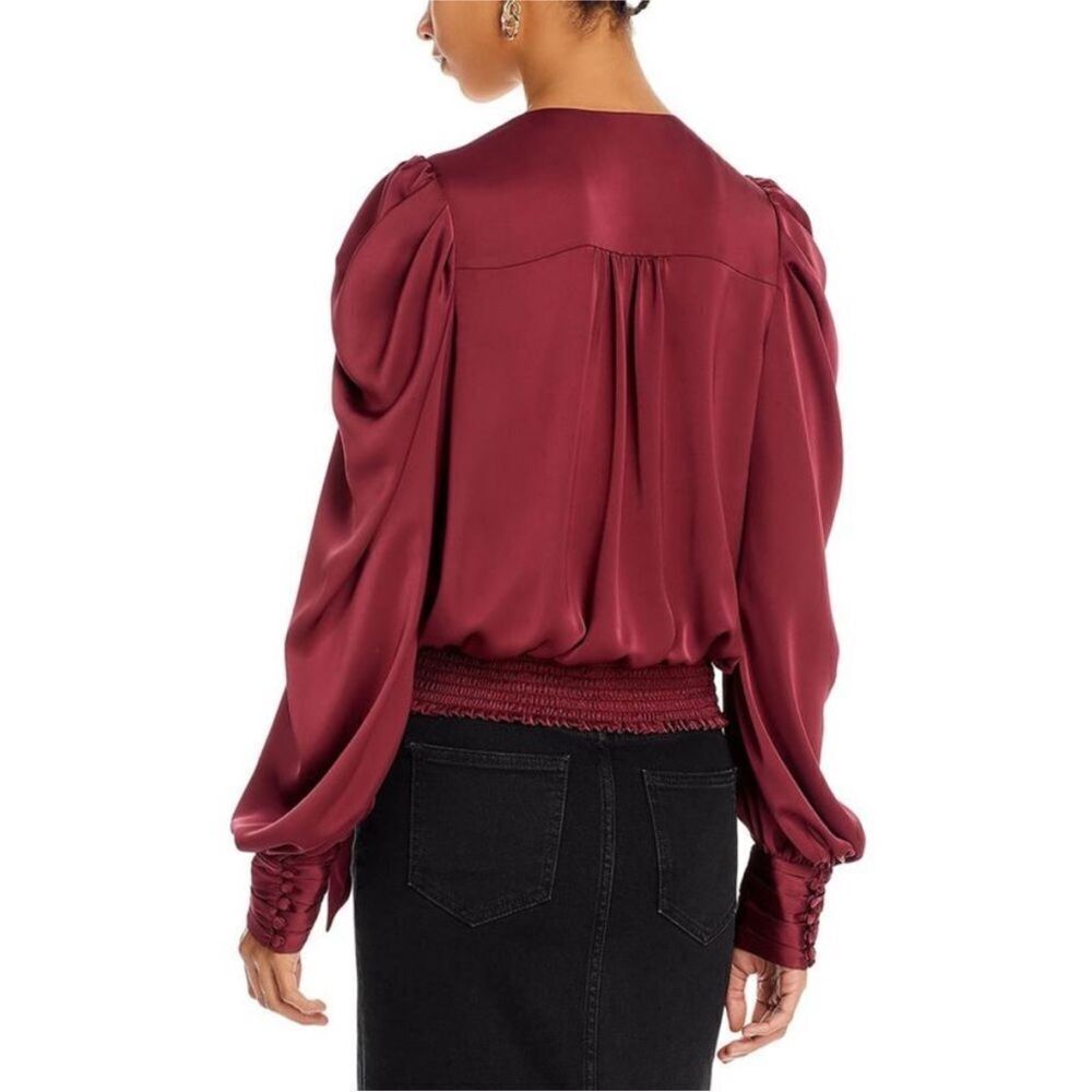 Ramy Brook Womens Pauline Side Tie Bishop Sleeve Wrap Blouse $375 - Picture 2 of 3
